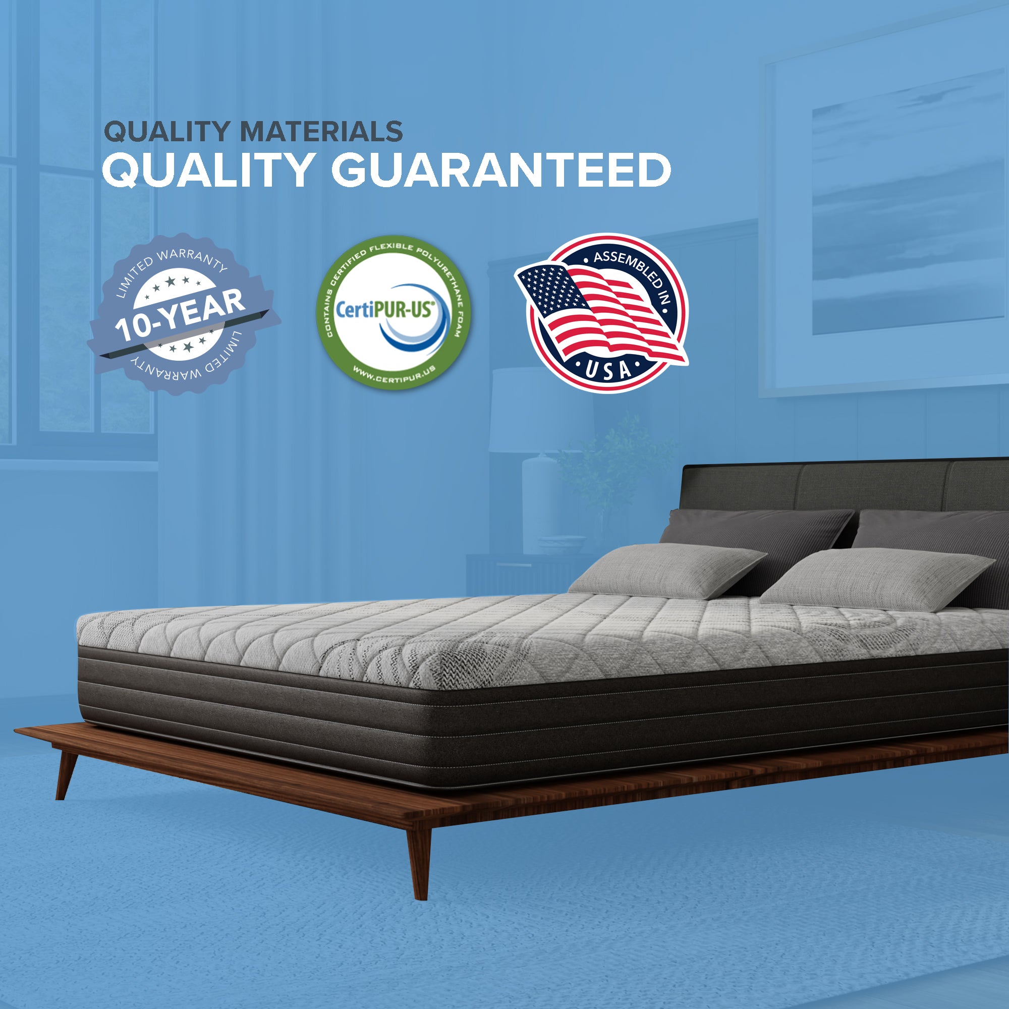 10” Bliss Gel Comfort Reactive Mattress - Medium Firm, Back - Side Sleepers - BlissfulNights.com