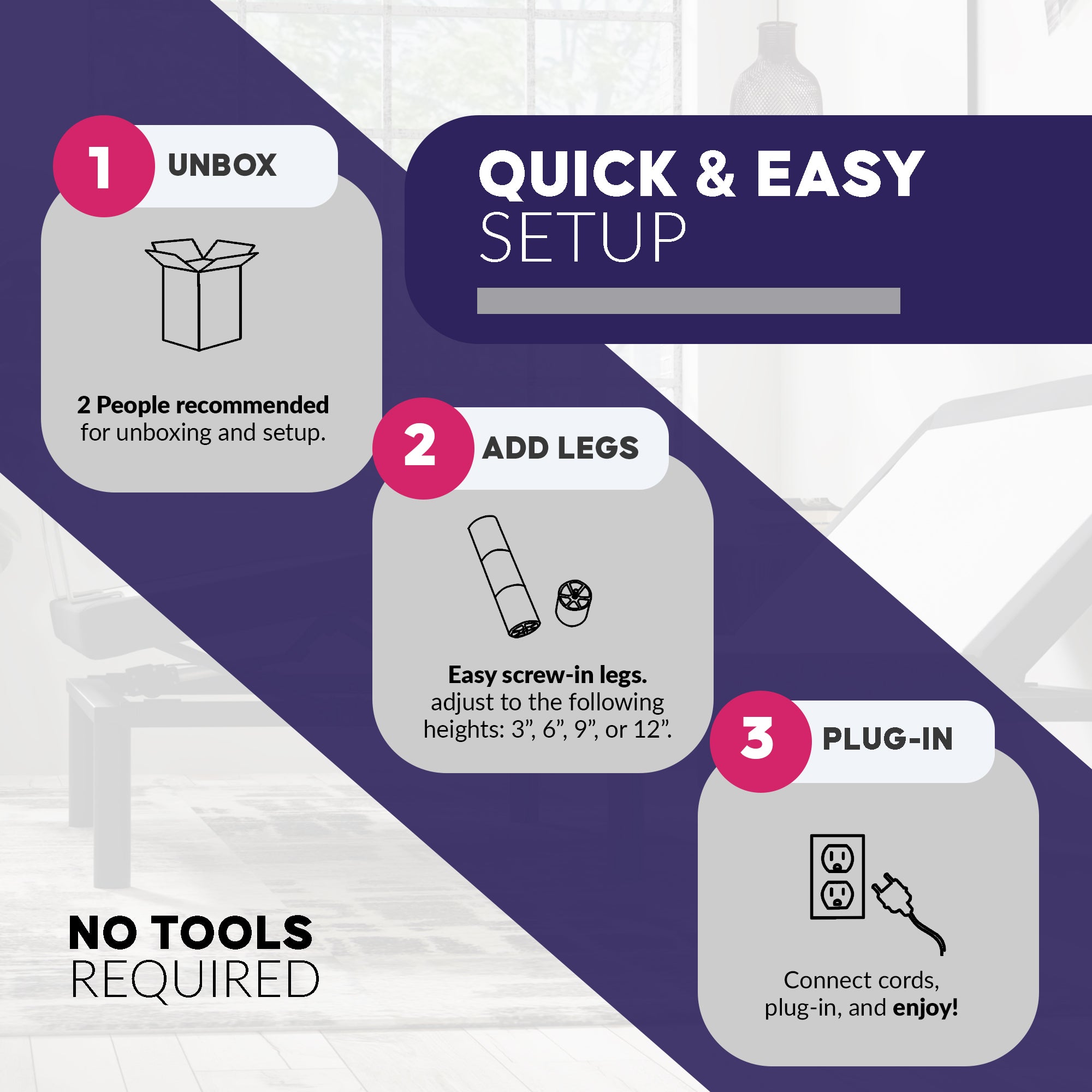 Blissful Nights e7 Lumbar Adjustable Base - Massage, Pillow Tilt, Nightlight with Sensor, Charging Ports & More - BlissfulNights.com