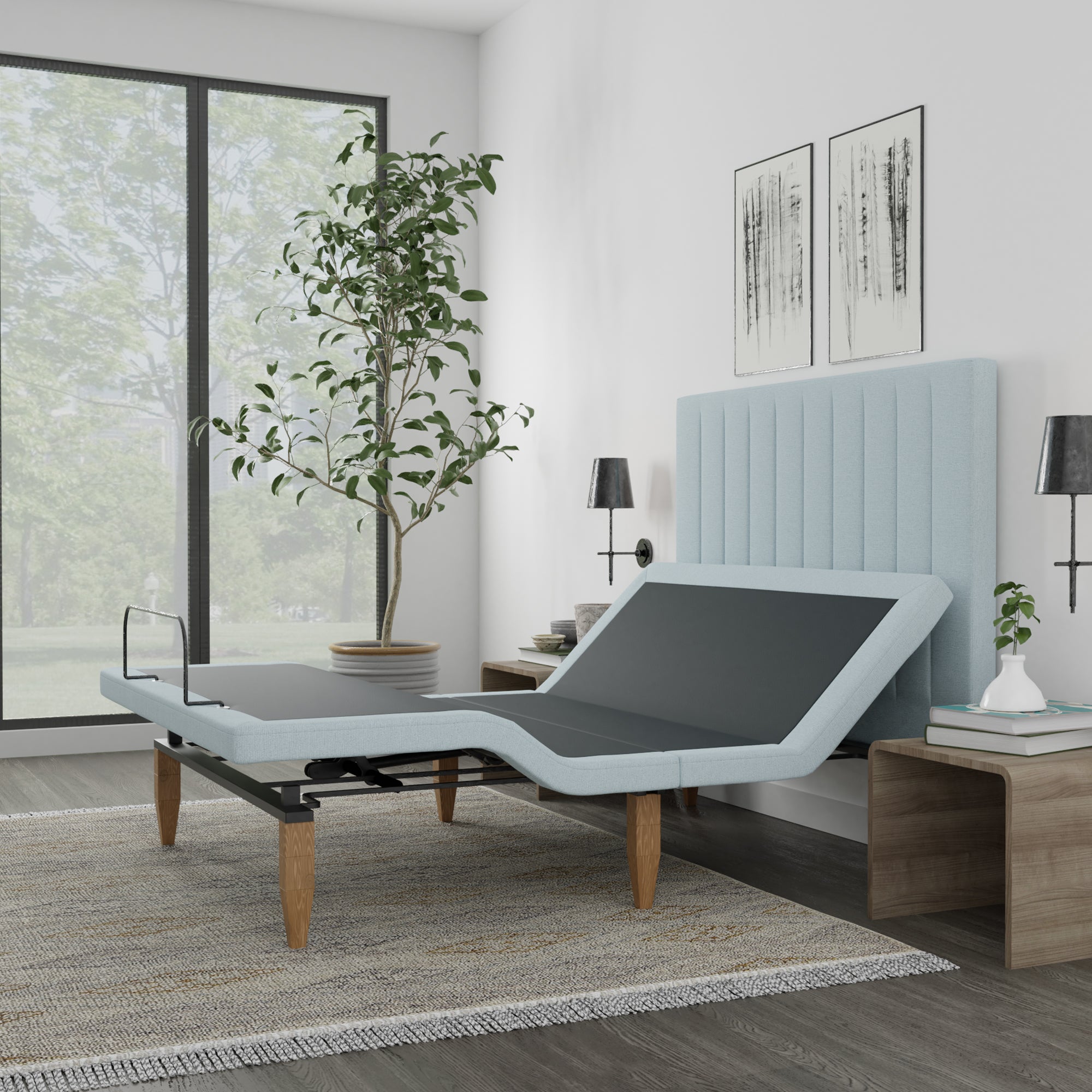 Adjustable Base with Headboard Blue - Blissful Nights