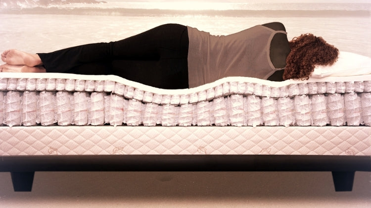 woman testing the firmness of Soft mattress header