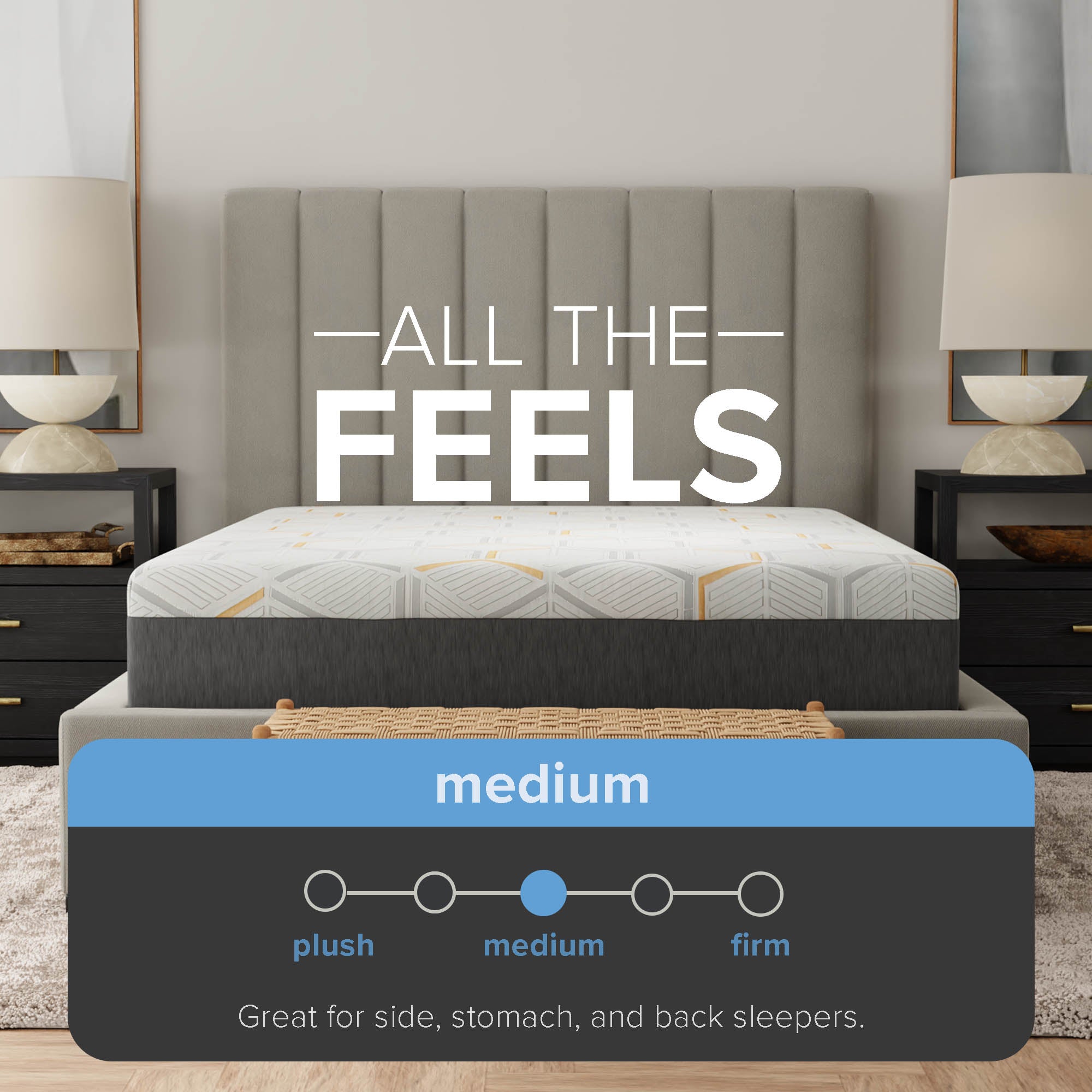 12" Copper Gel Infused Premium Memory Foam Mattress, Medium Firm, Back-Side Sleepers - BlissfulNights.com