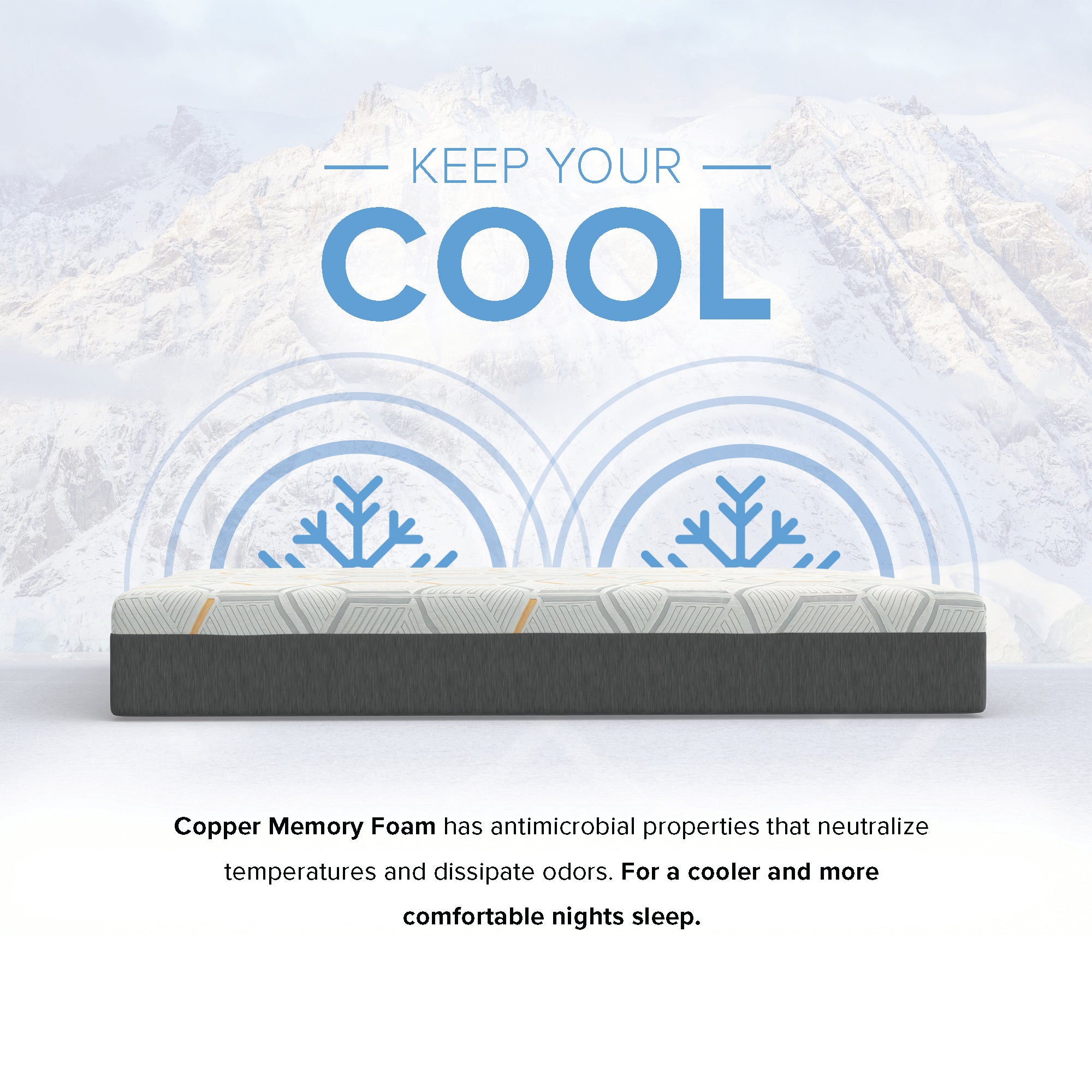 12" Copper Gel Infused Premium Memory Foam Mattress, Medium Firm, Back-Side Sleepers - BlissfulNights.com