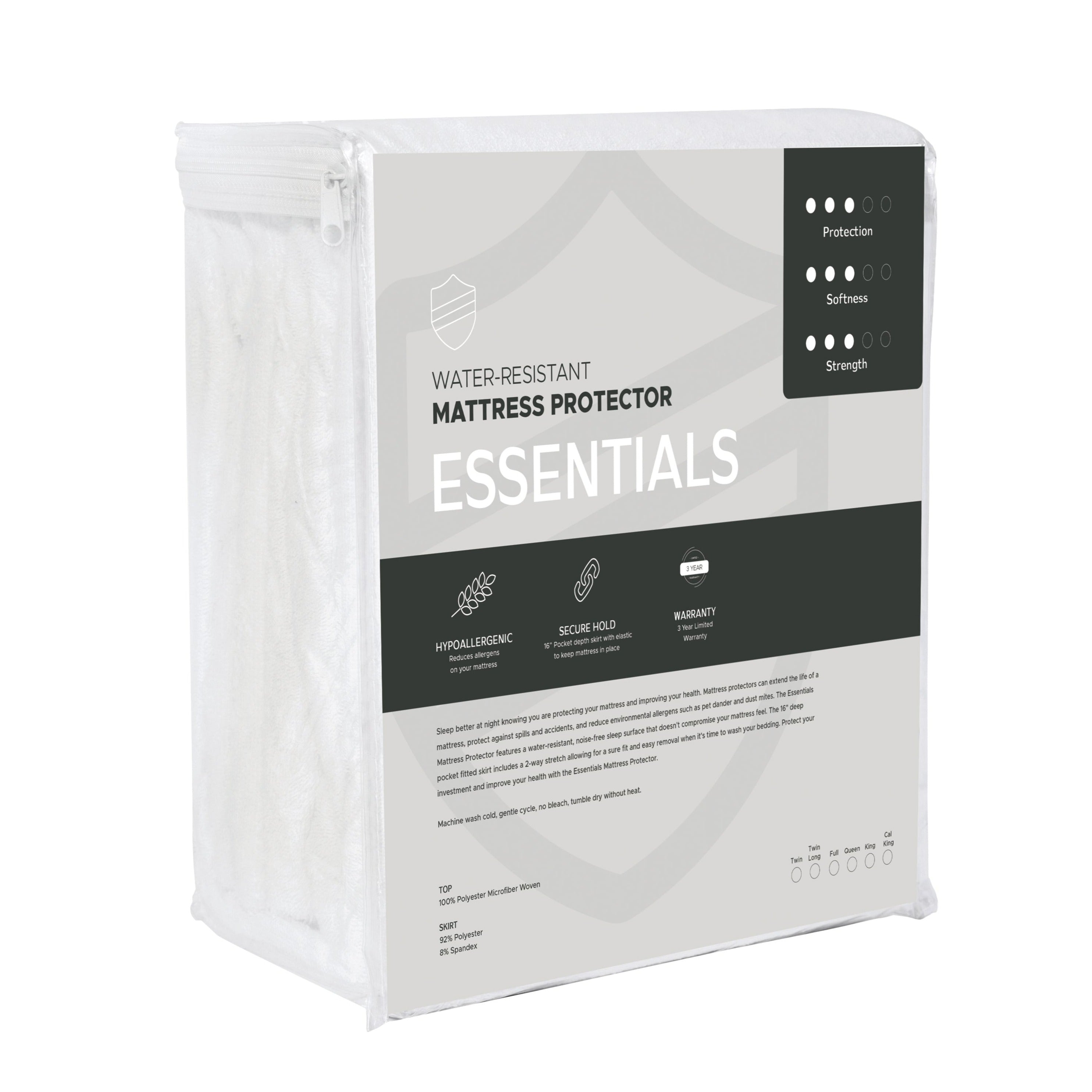 Essentials Microfiber Mattress Protector Waterproof and Hypoallergenic - BlissfulNights.com