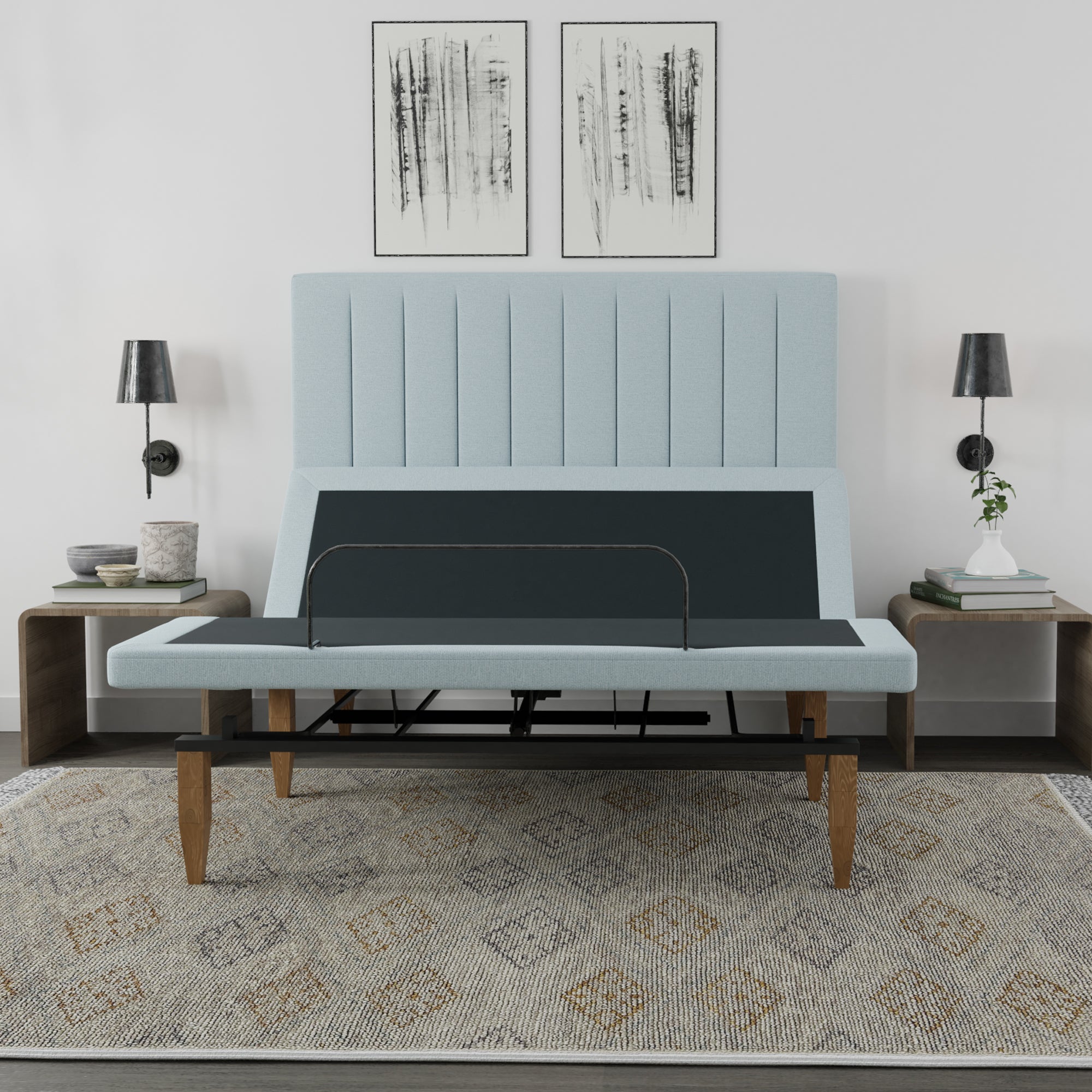 Adjustable Base with Headboard - Blue - BlissfulNights.com