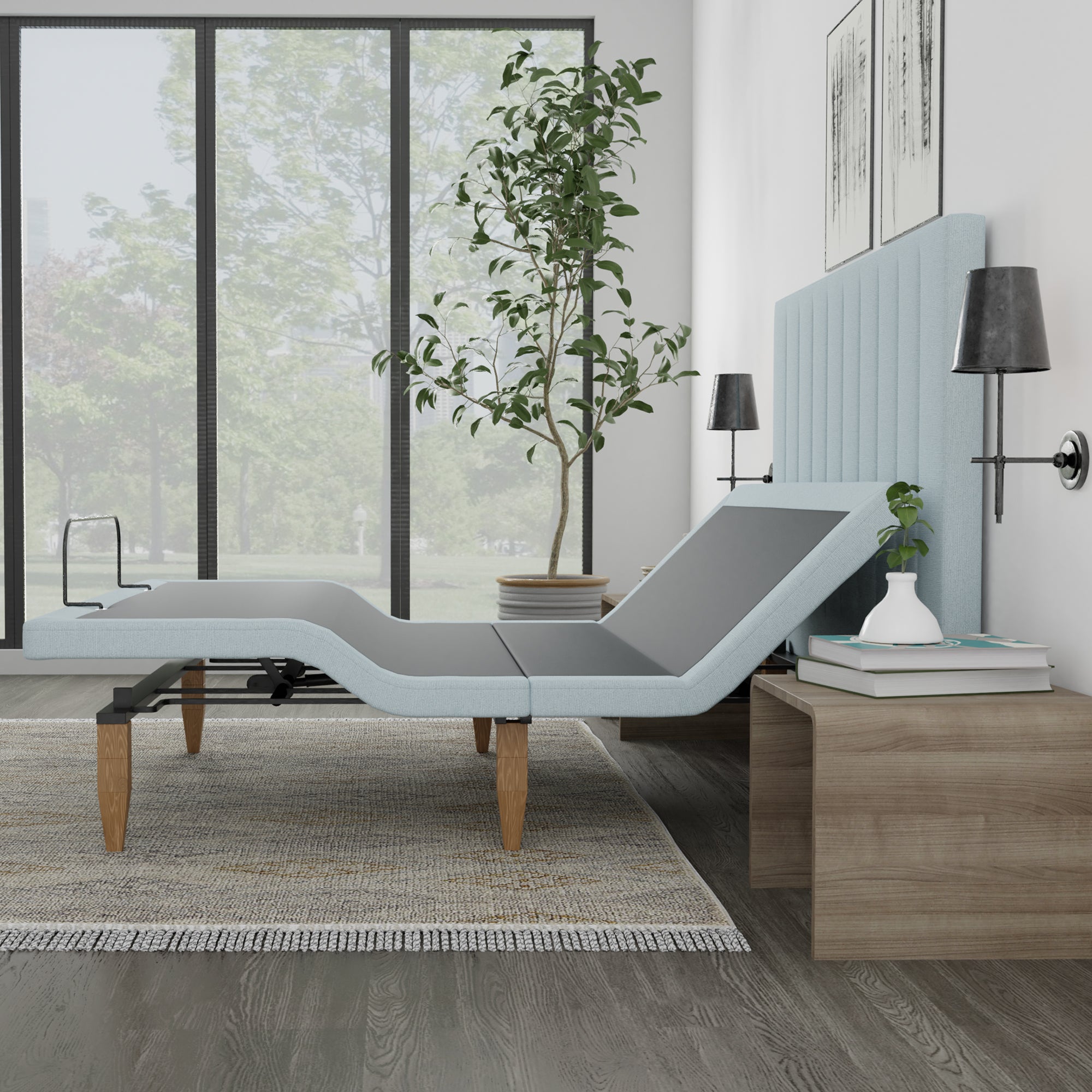Adjustable Base with Headboard - Blue - BlissfulNights.com