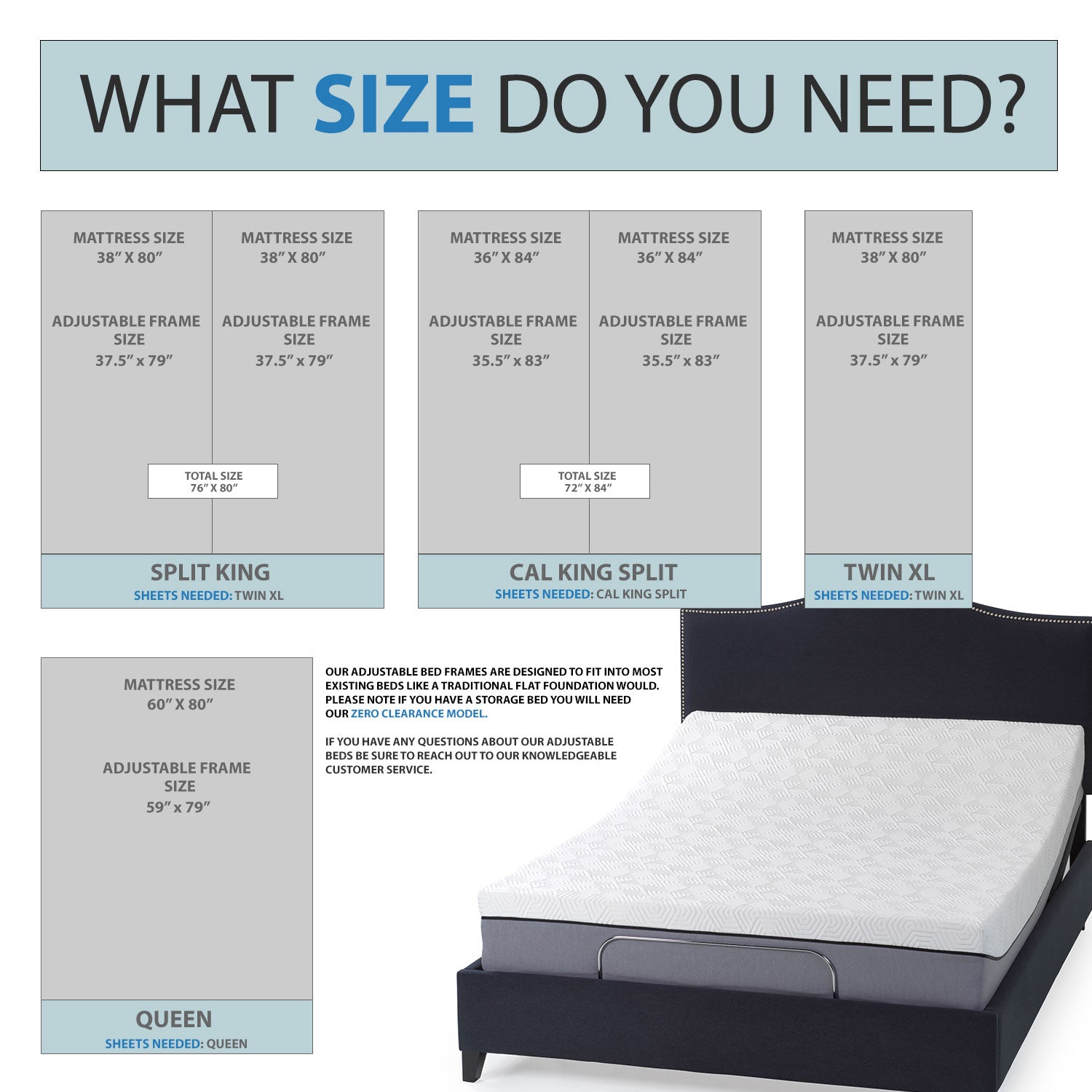Luxury Head Tilt Adjustable Bed Frame with 12" Zoned Reactive Cooling Memory Foam Mattress Set - Medium - BlissfulNights.com