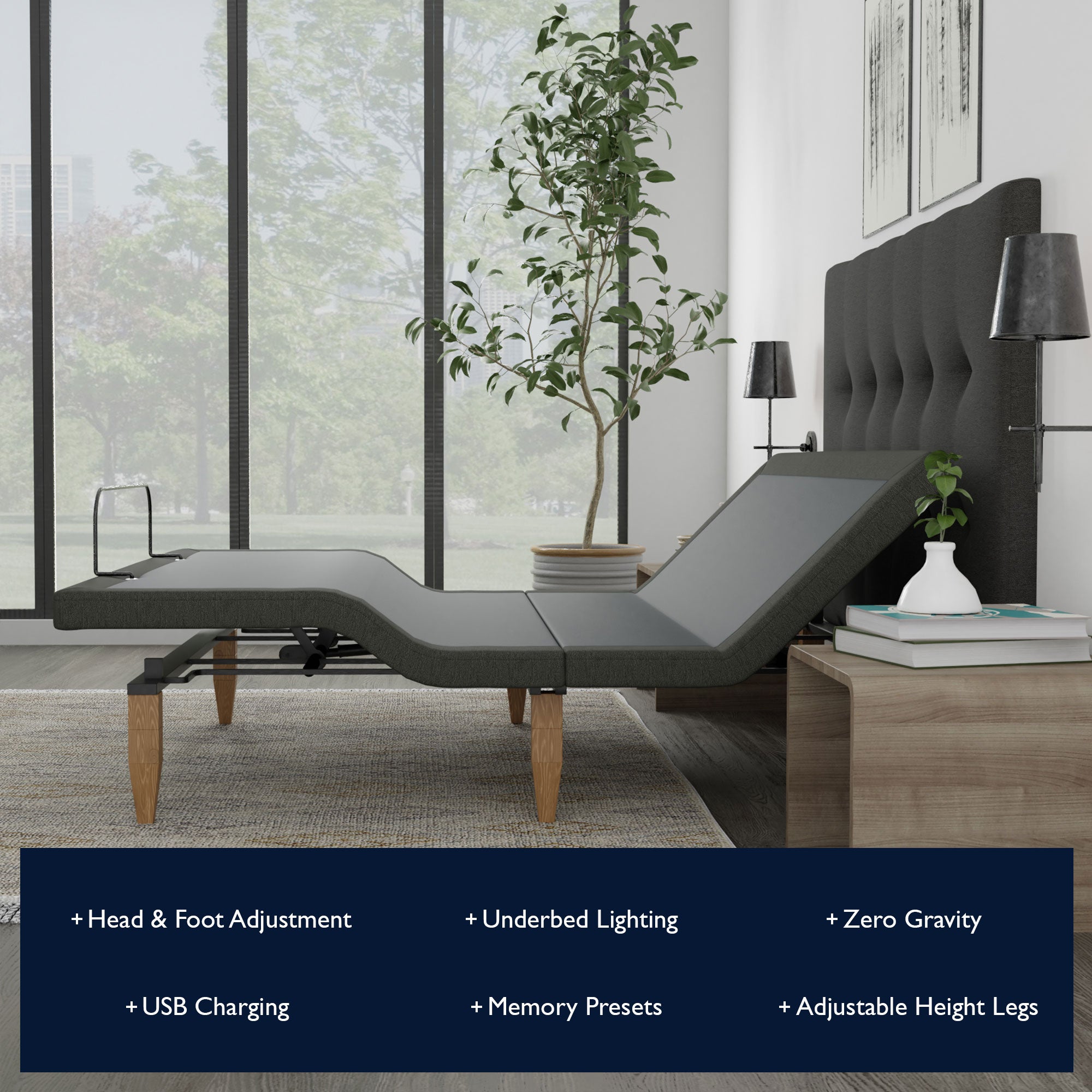 Adjustable base with headboard deals