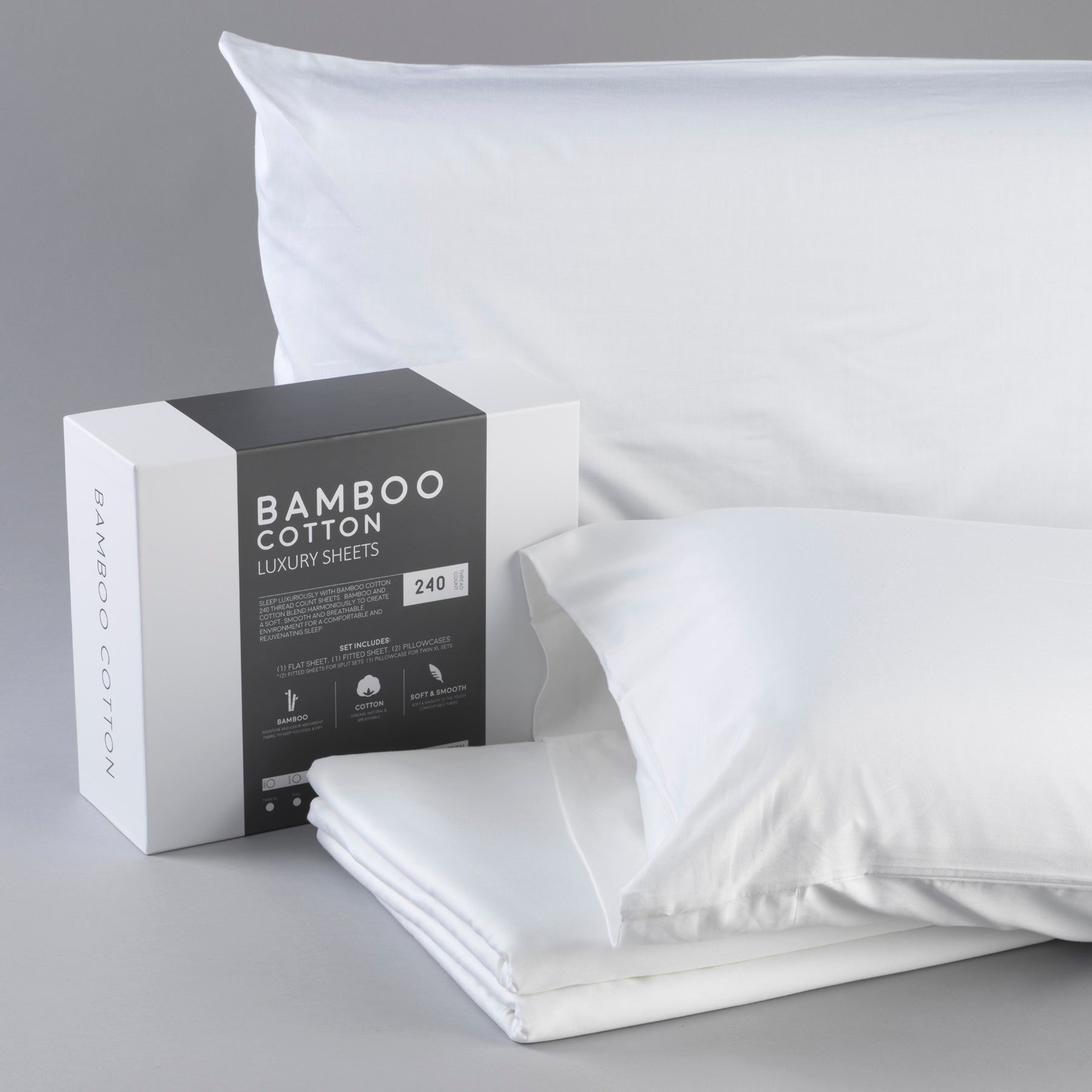 Bamboo Cotton Luxury Sheet Set - White - BlissfulNights.com