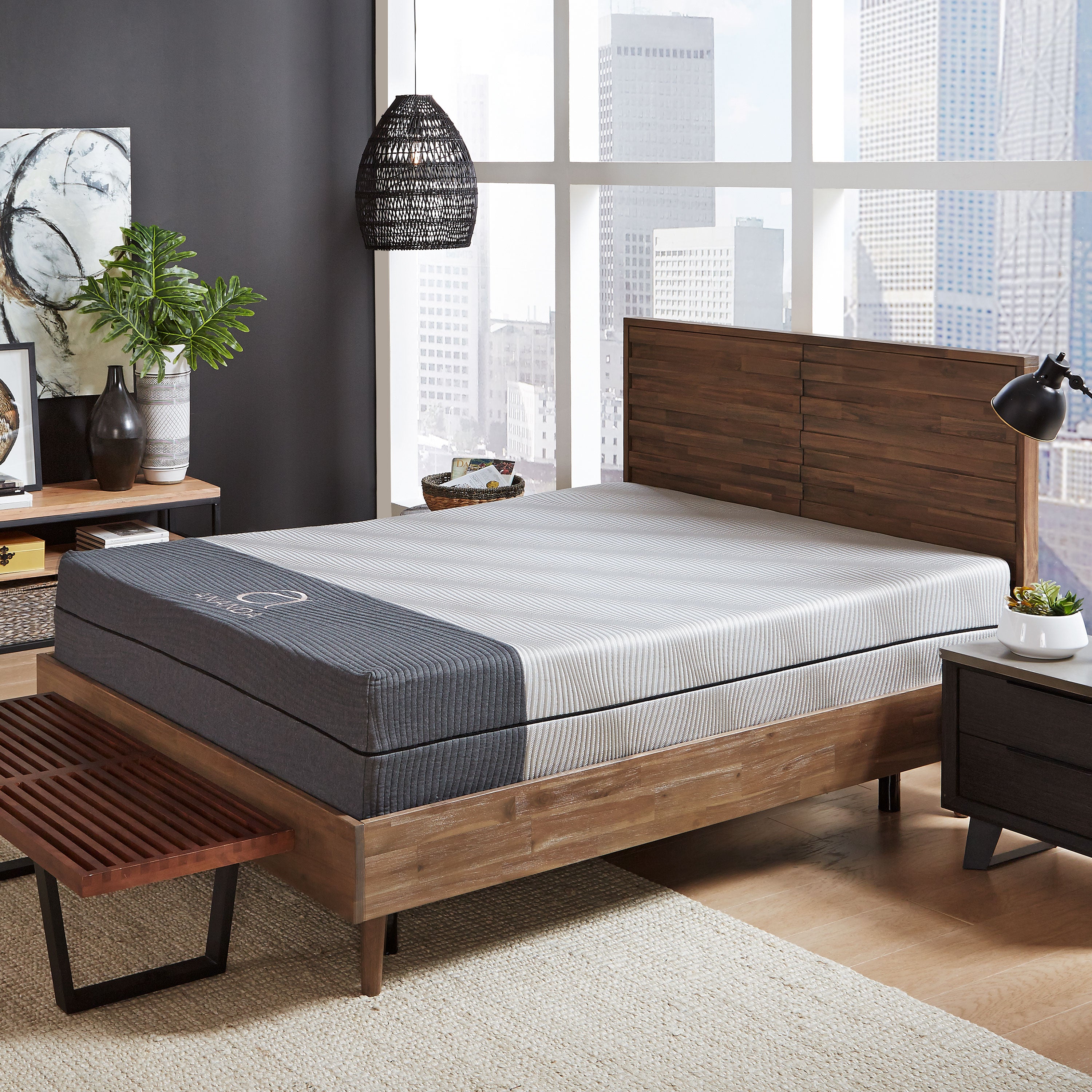 13" Ananda Cool Gel and Pearl Infused Hybrid Mattress with Ananda Head Tilt Adjustable Bed Base Combo Set - BlissfulNights.com