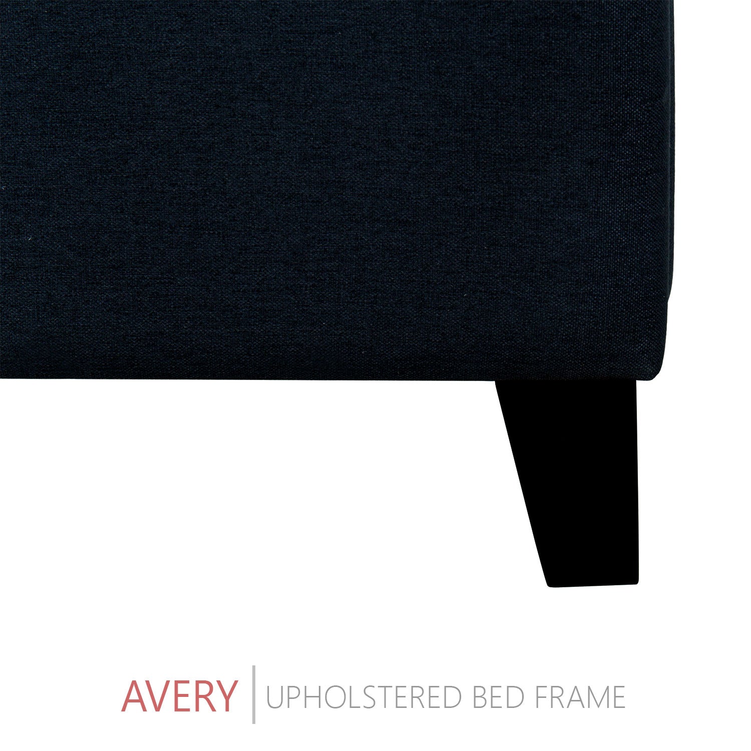 Avery Upholstered Platform Bed, 50" Tall Headboard - Midnight Blue Denim - BlissfulNights.com