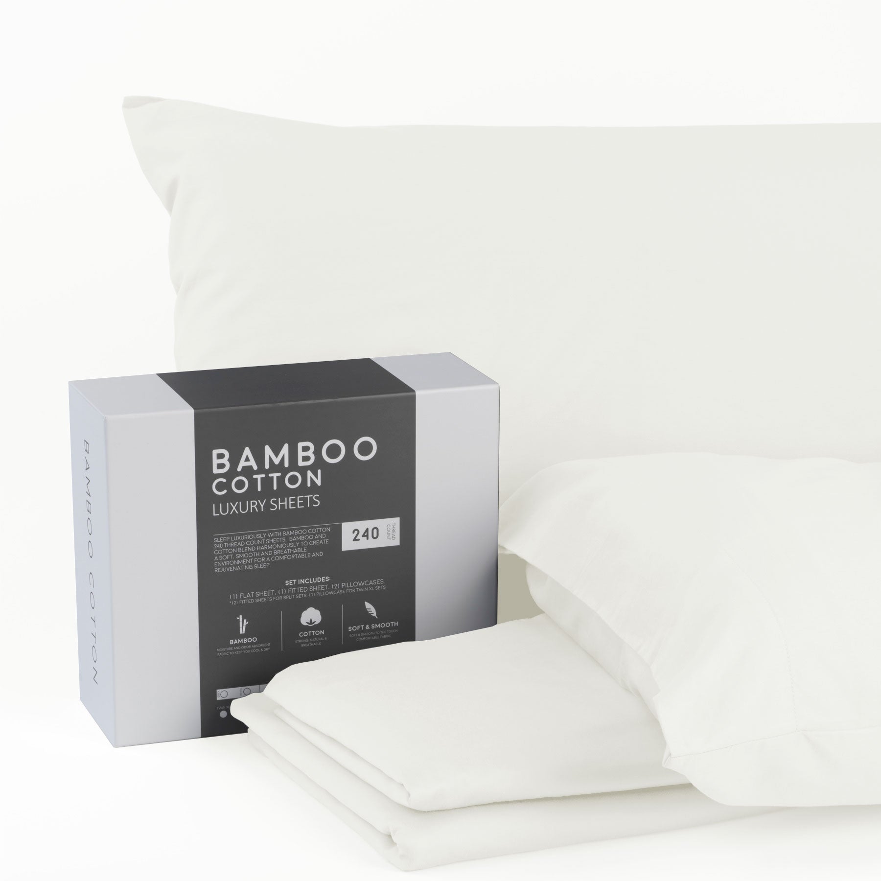 Bamboo Cotton Luxury Sheet Set - Developed to work with Mattress and Adjustable Base Sets - Ivory - BlissfulNights.com