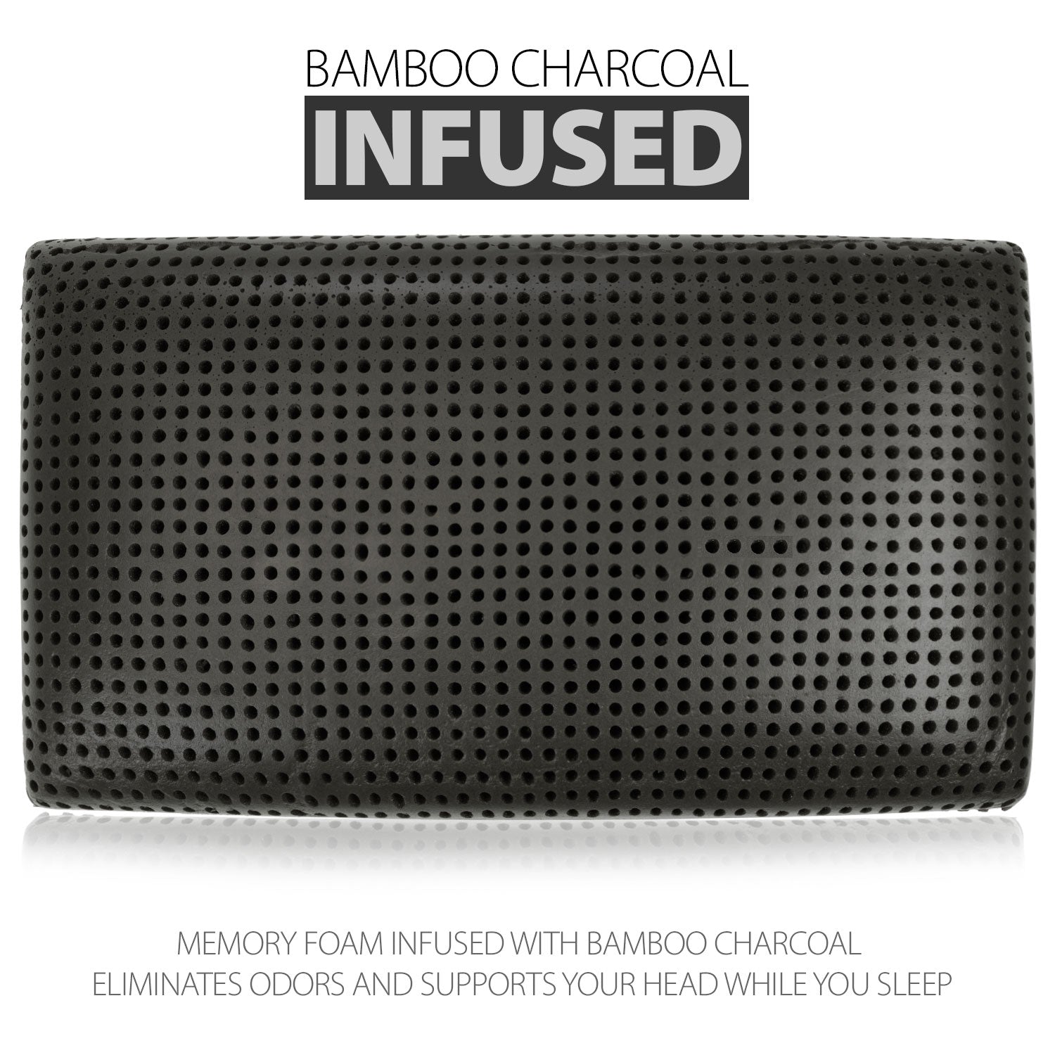Ventilated Charcoal Bamboo Infused Memory Foam Pillow - Washable Cover - BlissfulNights.com