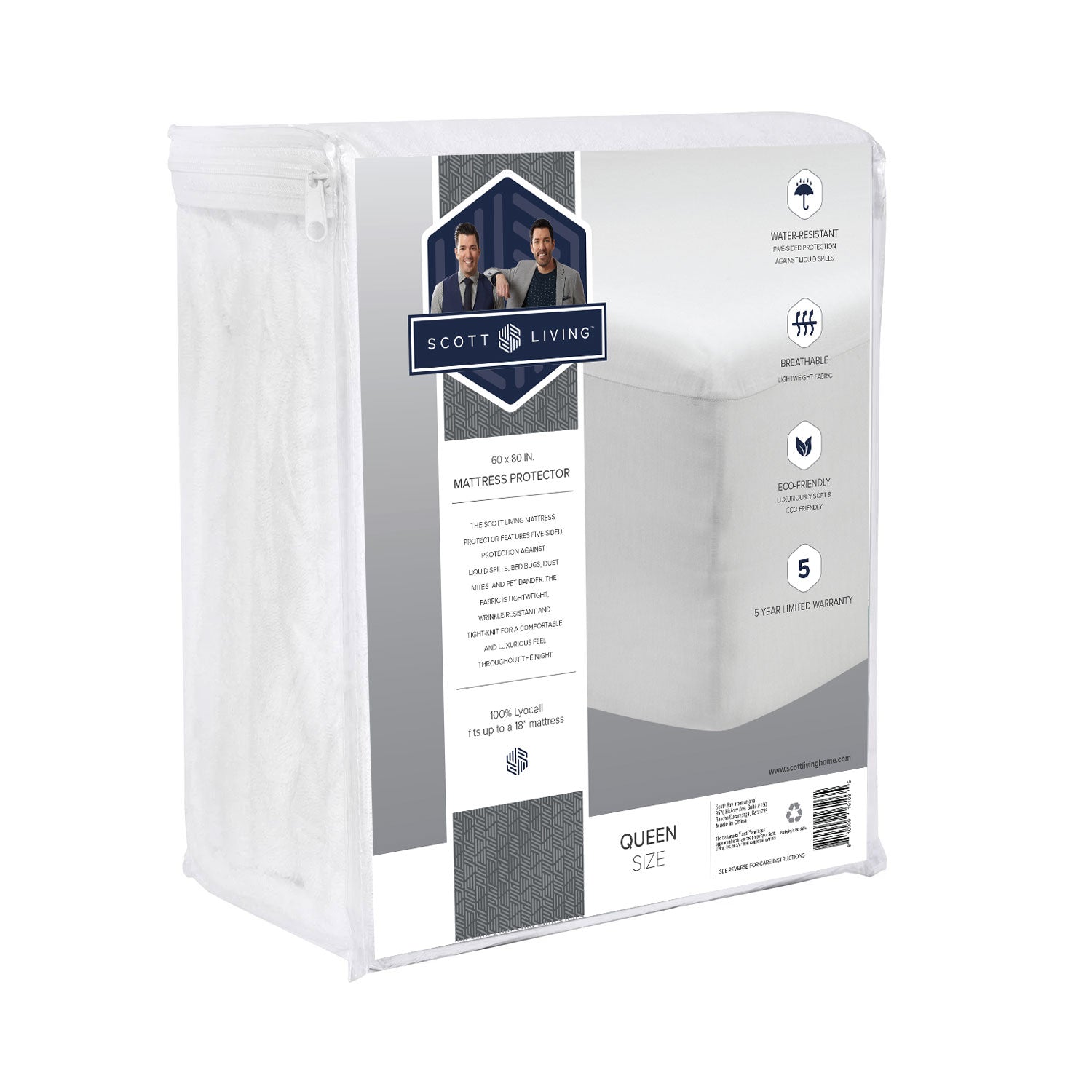 Scott Living Home - Premium 5-Sided Tencel Mattress Protector - 100% Waterproof and Hypoallergenic - BlissfulNights.com